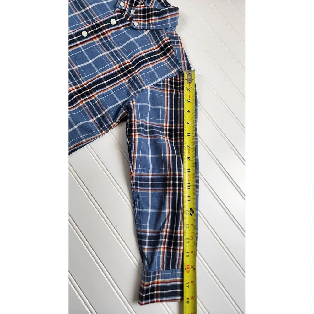 Gymboree Kids Plaid Button Down Shirt Long Sleeve Blue Orange White Size M‎ 7-8